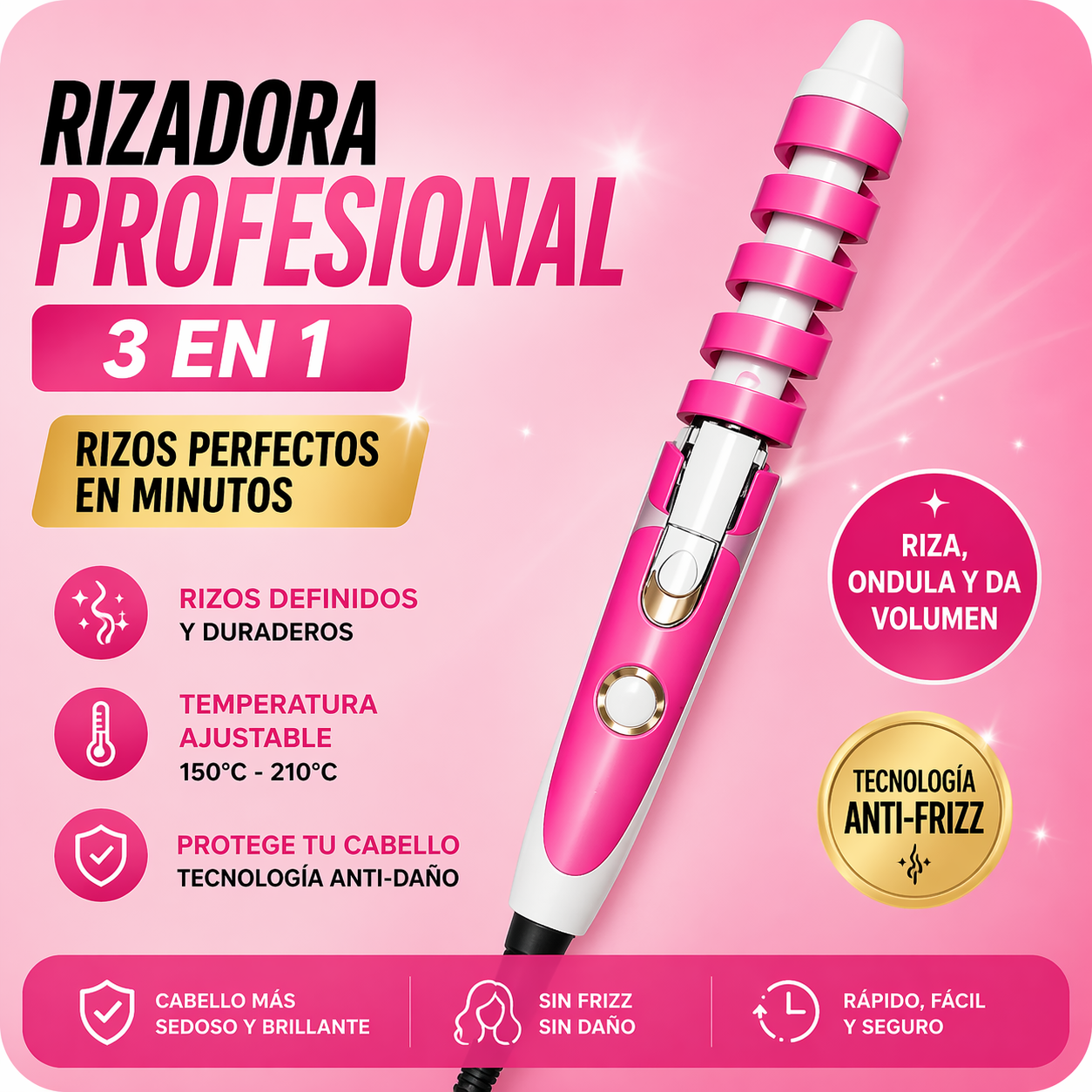 Paga 1 y lleva 3 - Cepillo + Plancha + Rizadora profesional